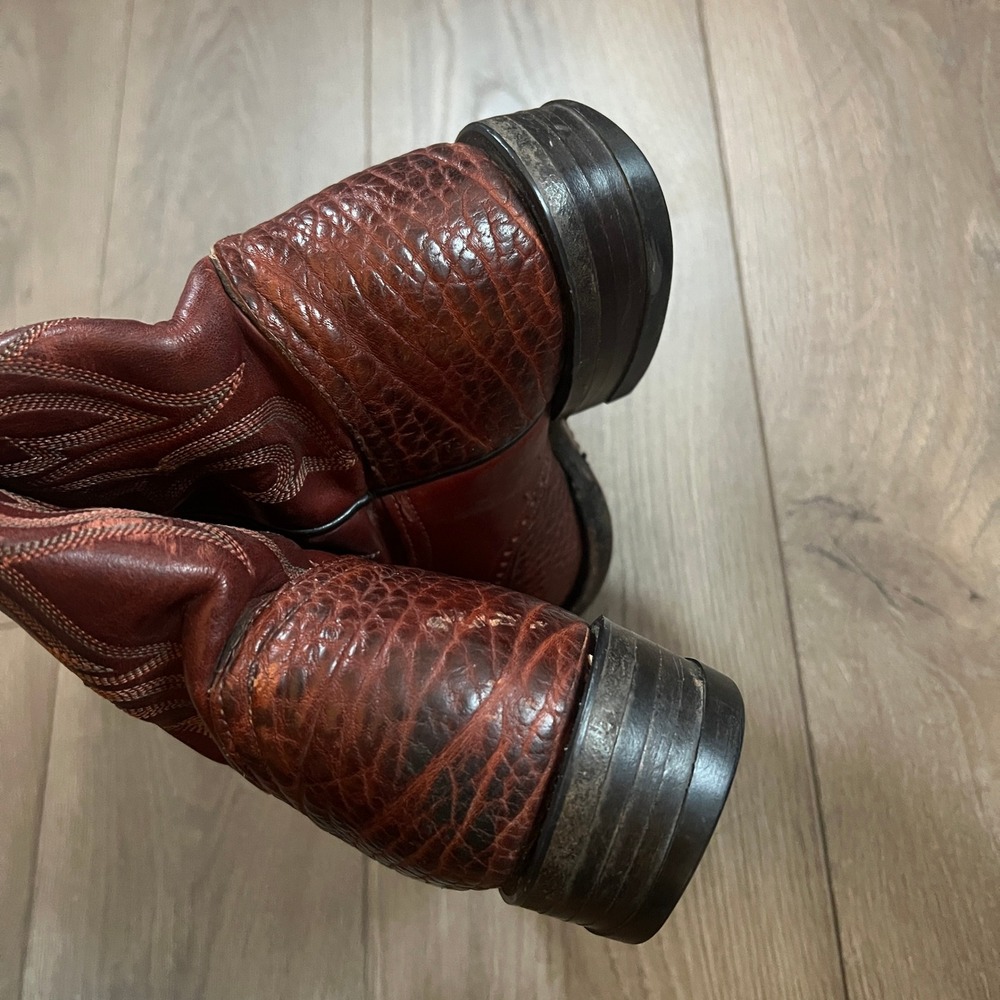 Vintage Tony Lama Brown Leather Cowboy Western Boots Womens Shoes Size 6B - Picture 9 of 11